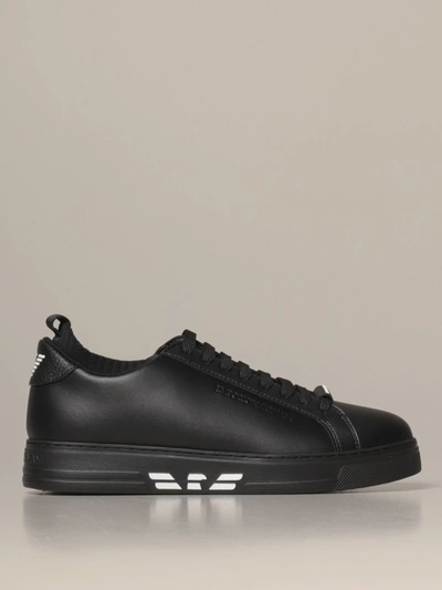 Shop Emporio Armani Sneakers In Leather In Black