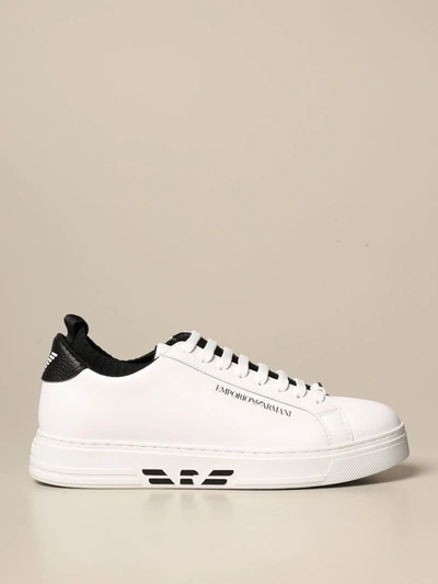 Shop Emporio Armani Sneakers In Leather In White