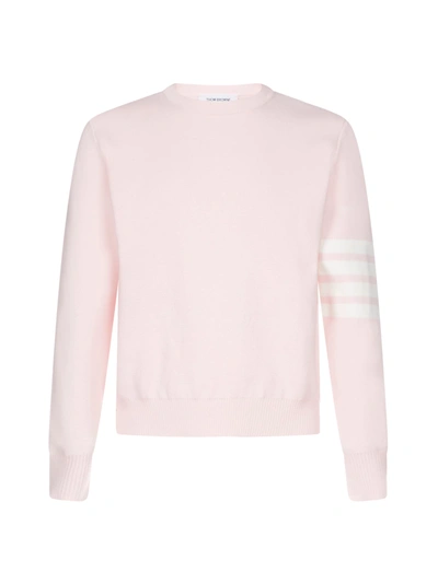 Shop Thom Browne 4-bar Cotton Sweater In Lt Pink