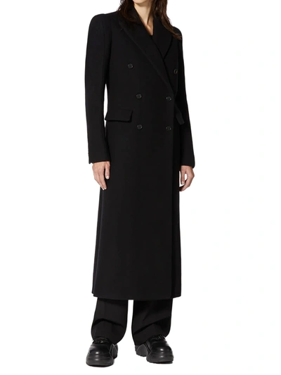 Shop Valentino Double Drap Coat Black