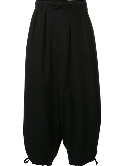 Shop Yohji Yamamoto Cropped Balloon Trousers In Black