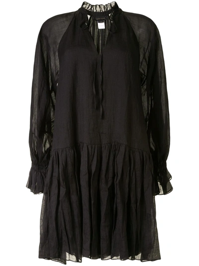 Shop Karen Walker Willow Tiered Mini Dress In Black