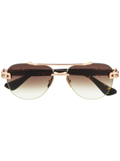 Shop Dita Eyewear Grand-evo Two Pilot-frame Sunglasses In Brown