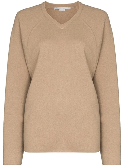 Shop Stella Mccartney V-neck Fine-knit Jumper In Brown