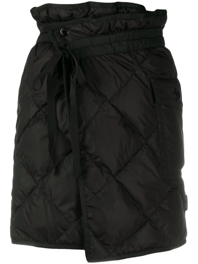 Shop Moncler Quilted Wrap Skirt In Black