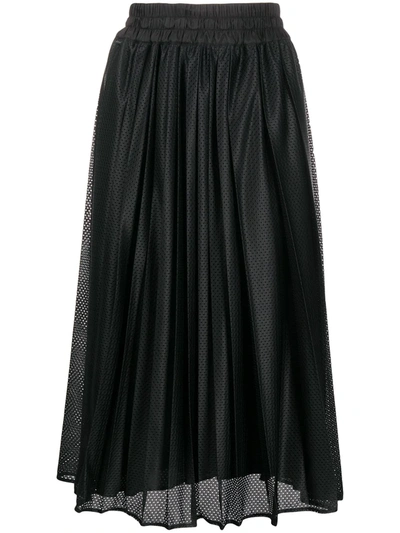 Shop Moncler Perforated Pleated Skirt In Black