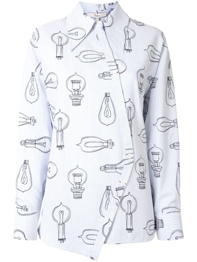 Shop Tibi Lightbulb-print Wrap Shirt In Blue
