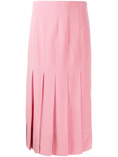 Shop Joseph Pleated Midi Skirt In Pink