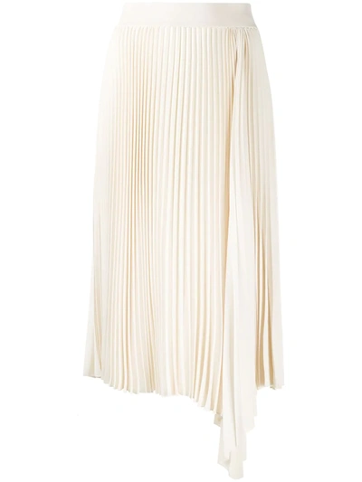 Shop Joseph Asymmetric Pleated Midi Skirt In Neutrals