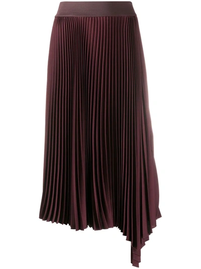 Shop Joseph Asymmetric Pleated Midi Skirt In Brown
