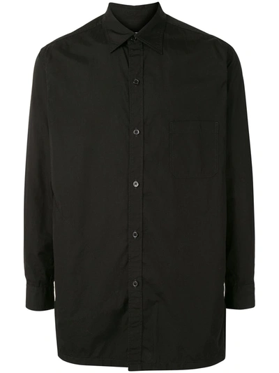 Shop Yohji Yamamoto Long Cotton Shirt In Black