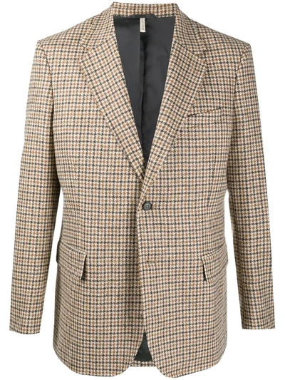 Shop Sunflower Check-print Single Breasted Blazer In Brown