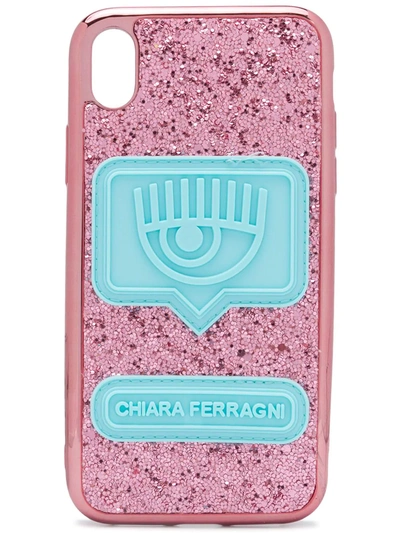 Shop Chiara Ferragni Glitter Iphone Xr Case In Pink