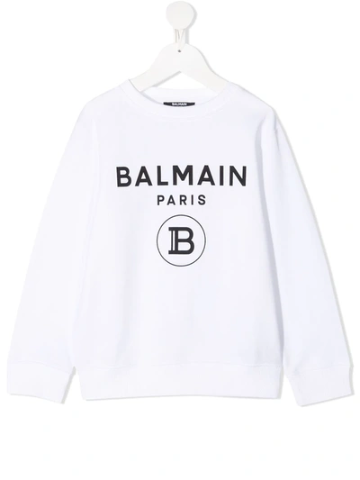 Shop Balmain Logo-printed Sweatshirt In White