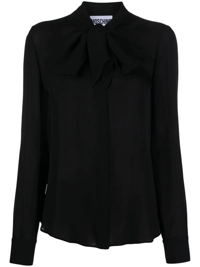Shop Moschino Pussy-bow Blouse In Black