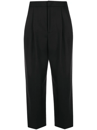 Shop Moschino Tailored Cropped Trousers In Black