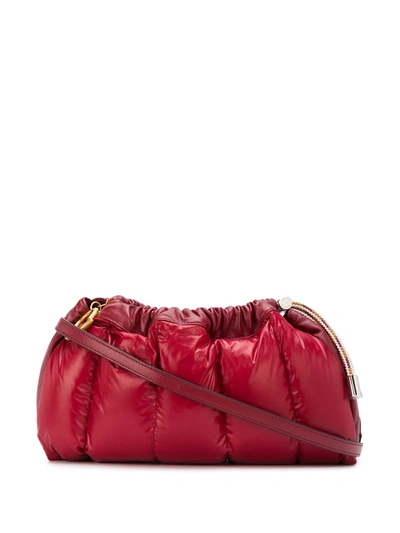 Shop Moncler Seashell Padded Clutch In Red