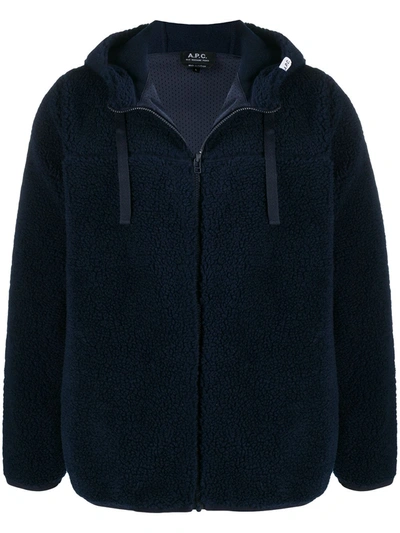 A.p.c. Zipped Drawstring Jacket In Blue