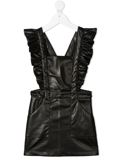 Shop Philosophy Di Lorenzo Serafini Ruffled Faux Leather Dress In Black