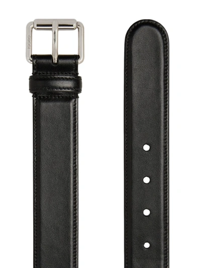 Shop Gucci G Buckle Leather Belt In Black