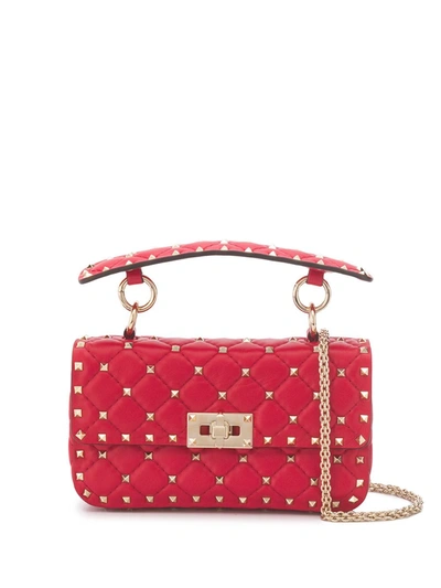 Shop Valentino Rockstud Spike Small Leather Shoulder Bag In Red
