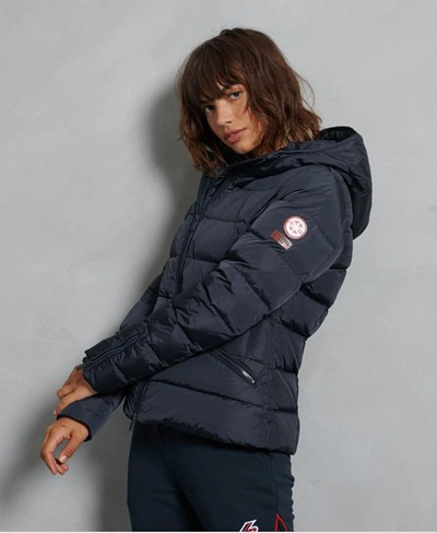 Shop Superdry Premium Down Luxe Quilt Jacket In Navy