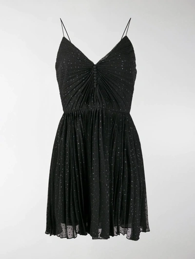 Shop Saint Laurent Glitter-effect Mini Dress In Black