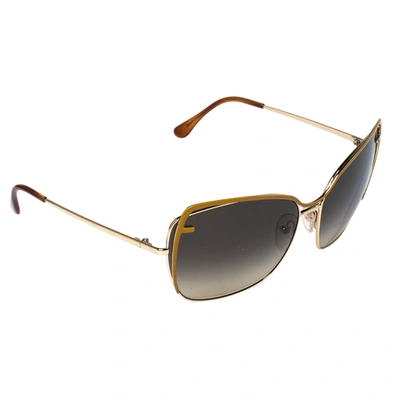 Pre-owned Fendi Gold Tone/ Brown Gradient Fs5294 Oversized Sunglasses