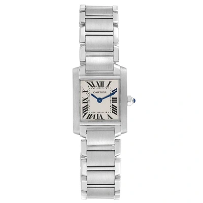 Pre-owned Cartier Silver Stainless Steel Tank Francaise W51008q3 Women's Wristwatch 20 X 25 Mm
