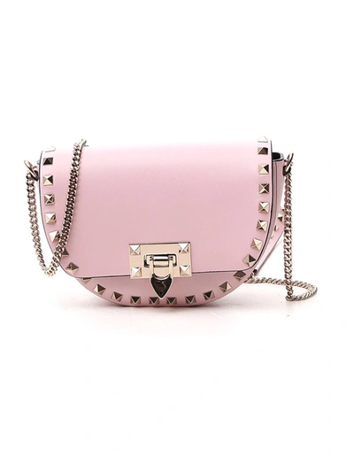 Shop Valentino Rockstud Small Pink Leather Shoulder Bag