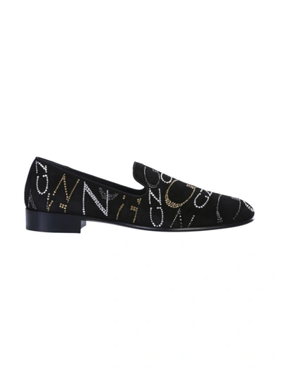 Shop Giuseppe Zanotti Gz Glam Black Leather Loafers