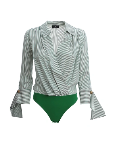 Shop Elisabetta Franchi Green Viscose Bodysuit