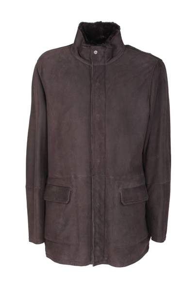 Shop Moorer Brown Leather Coat