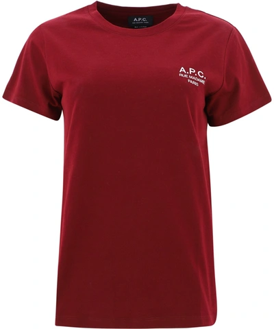 Shop Apc Burgundy Cotton T-shirt