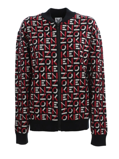 Shop Kenzo Black/red Cotton Outerwear Jacket