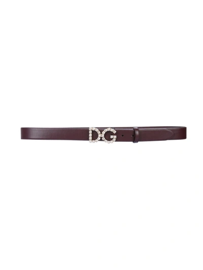 Shop Dolce & Gabbana Burgundy Leather Belt