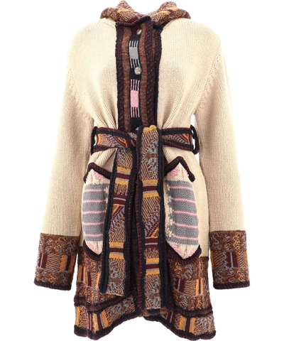 Shop Etro Beige Wool Coat In Brown