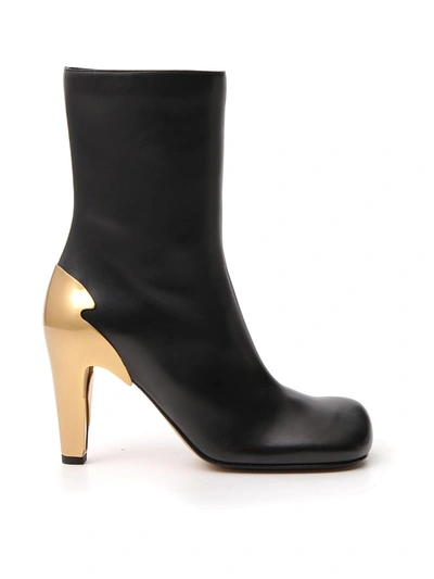 Shop Bottega Veneta Black/gold Leather Ankle Boots