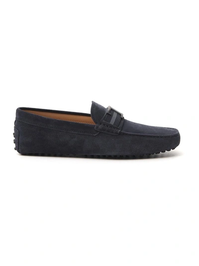 Shop Tod's Blue Leather Loafers