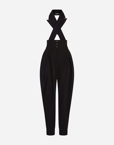 Shop Dolce & Gabbana Stretch Wool Jumpsuit In Black