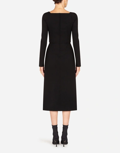 Dolce & Gabbana Stretch Jersey Long Dress W/slit In Black