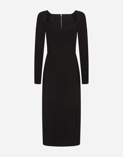 Dolce & Gabbana Stretch Jersey Long Dress W/slit In Black