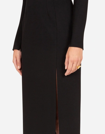 Dolce & Gabbana Stretch Jersey Long Dress W/slit In Black