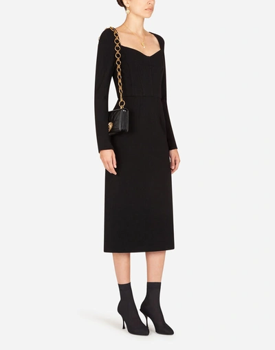 Dolce & Gabbana Stretch Jersey Long Dress W/slit In Black