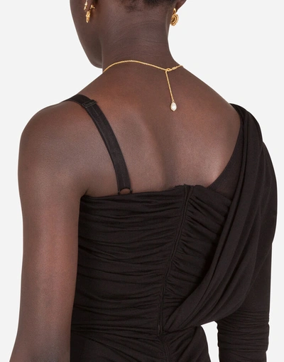 Shop Dolce & Gabbana One-shoulder Jersey Dress In Black