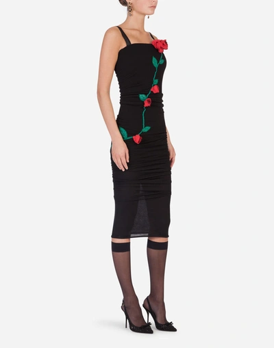 Shop Dolce & Gabbana Sheath Dress With Rose Embroidery