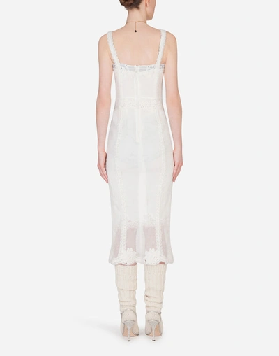 Shop Dolce & Gabbana Sheath Dress With Sweetheart Neckline In White