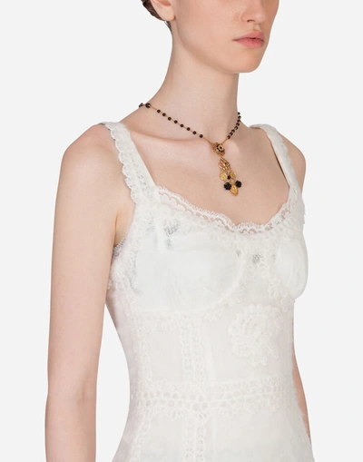 Shop Dolce & Gabbana Sheath Dress With Sweetheart Neckline In White