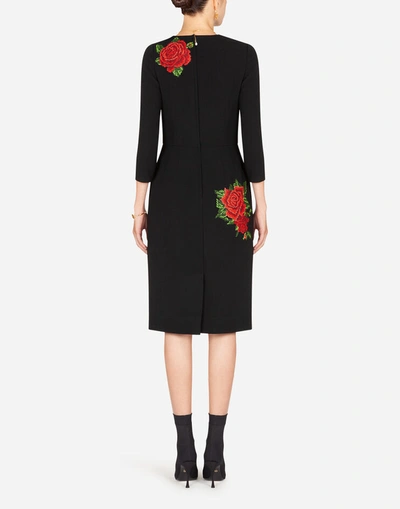Shop Dolce & Gabbana Sheath Dress With Rose Embroidery