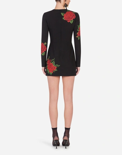 Shop Dolce & Gabbana Short Dress With Rose Embroidery